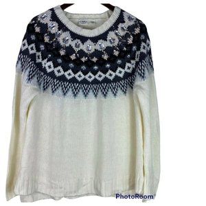 New CATO Sweater Pullover 18W 20W 2X Nordic Fair Isle Ivory Gray Beaded